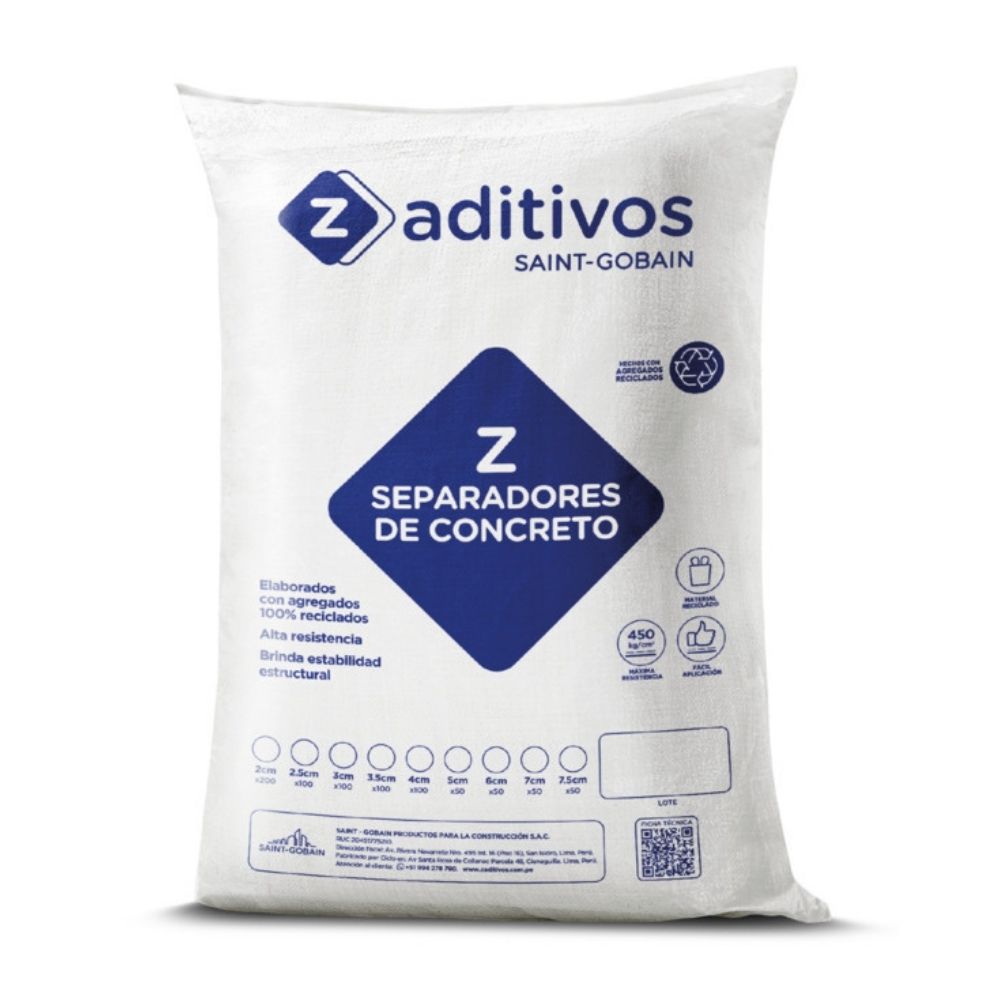 Separadores de concreto para estructura Alto Recubrimiento 5cmx50un Z Aditivos