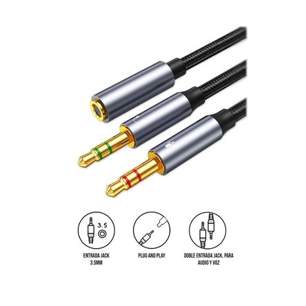 Cable Divisor Audio 3.5mm AC0-08 Dorado 27.5cm