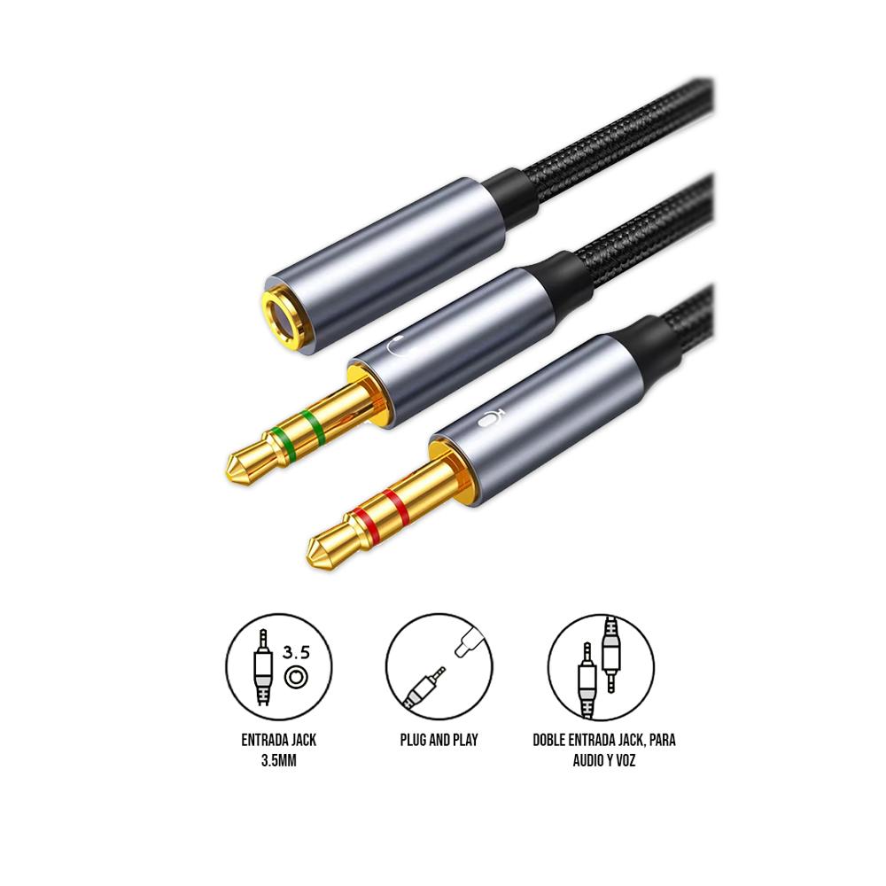 Cable Divisor Audio 3.5mm AC0-08 Dorado 27.5cm