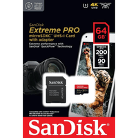 Memoria Sandisk Extreme Pro MicroSDXC 64gb 200mbs con adaptador SD