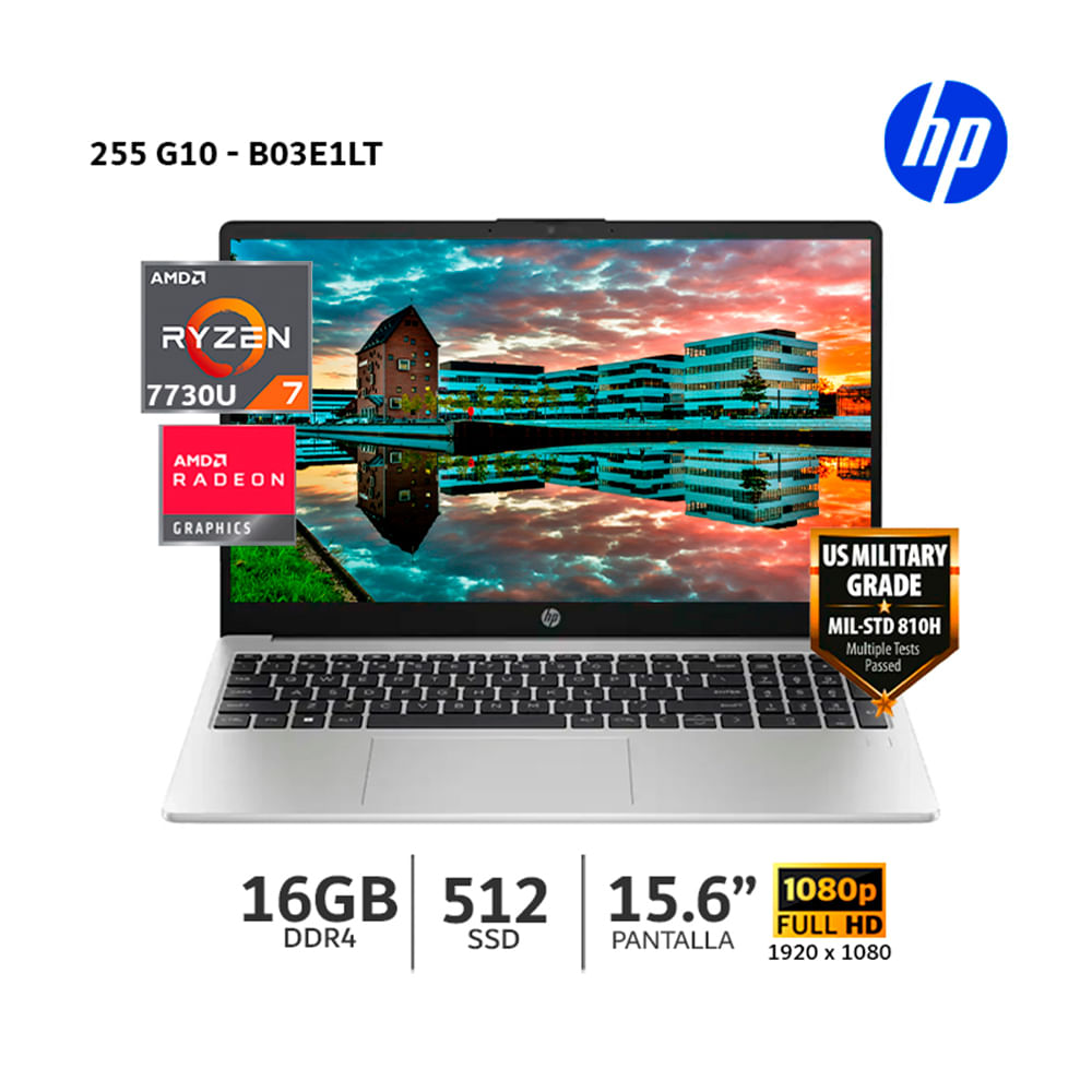 Laptop HP 255 G10 AMD Ryzen 7 7730U 16Gb Ram 512Gb SSD 15.6 FHD - B03E1LT