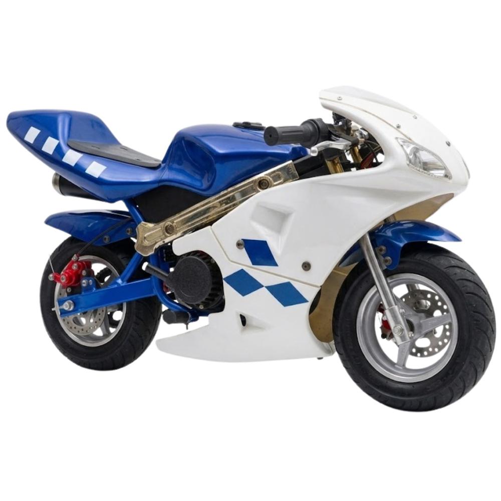 Mini Motoccross para Niños y Niñas 2 Tiempos Juguete Recreativo Azul con Blanco