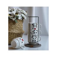 Juego de 4 Tazas  Apilable con Soporte de Metal