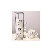 Juego de 4 Tazas  Apilables con soporte de metal Negro