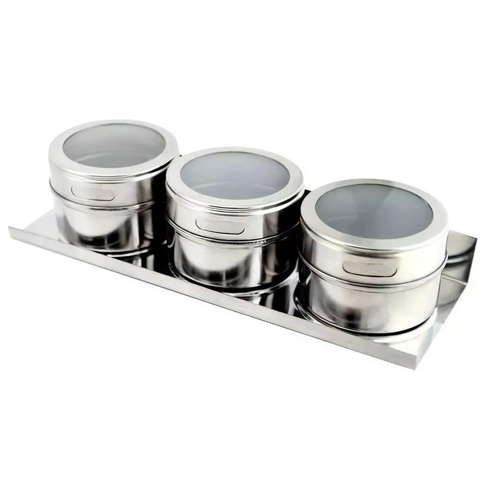 Set x 3 Condimenteros Imantados de acero Inox.