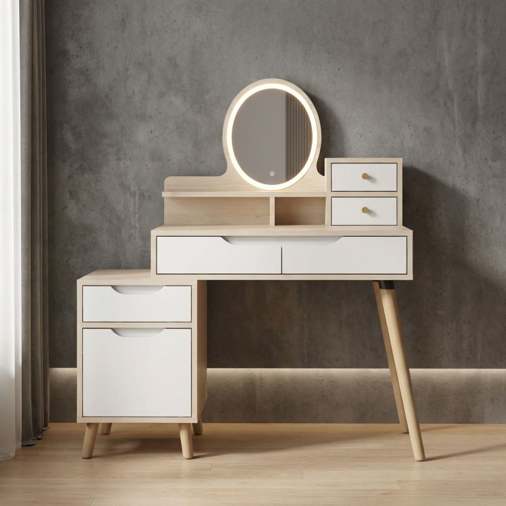 Tocador con espejo Brisa Marrón y Blanco | Masiva Home
