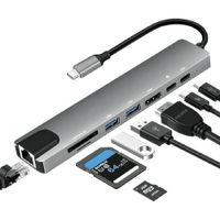 Adaptador HUB 8 en 1 HDMI 4K Thunderbolt 3 PD SD TF RJ45 hub