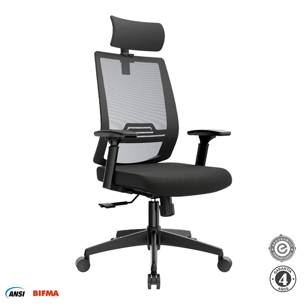 Silla Ergonómica Dubai Presidente Brazos 3D Nylon Negro Althea Confort