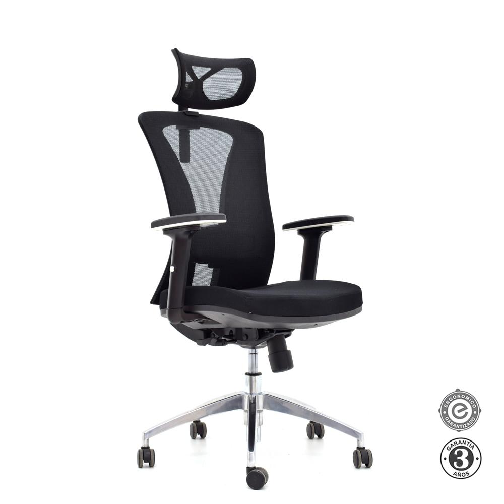 Silla Ergonómica Versalles Presidente Brazos 3D Aluminio Negro Althea Confort