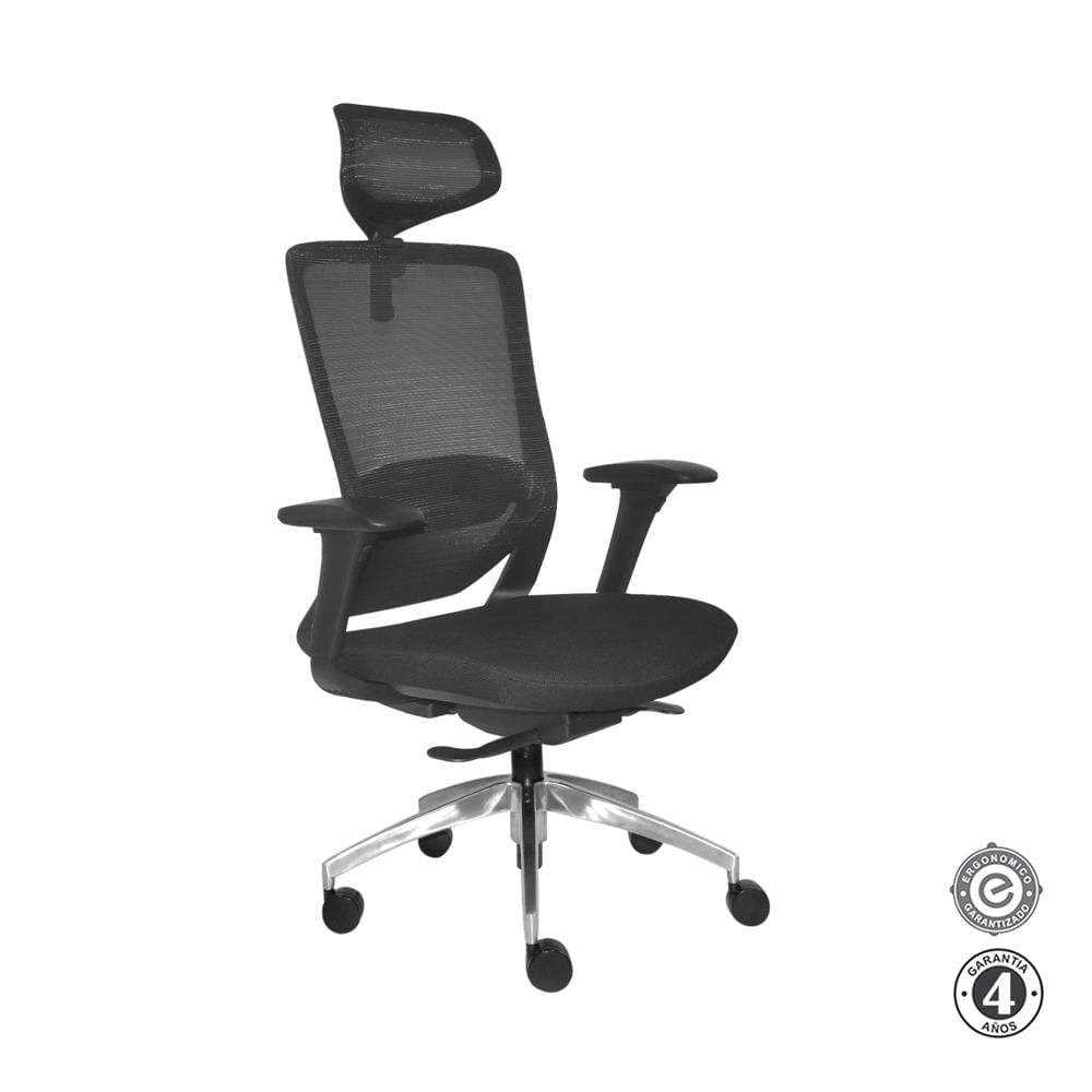 Silla Ergonómica Loop Presidente 4D Aluminio Negro Althea Confort