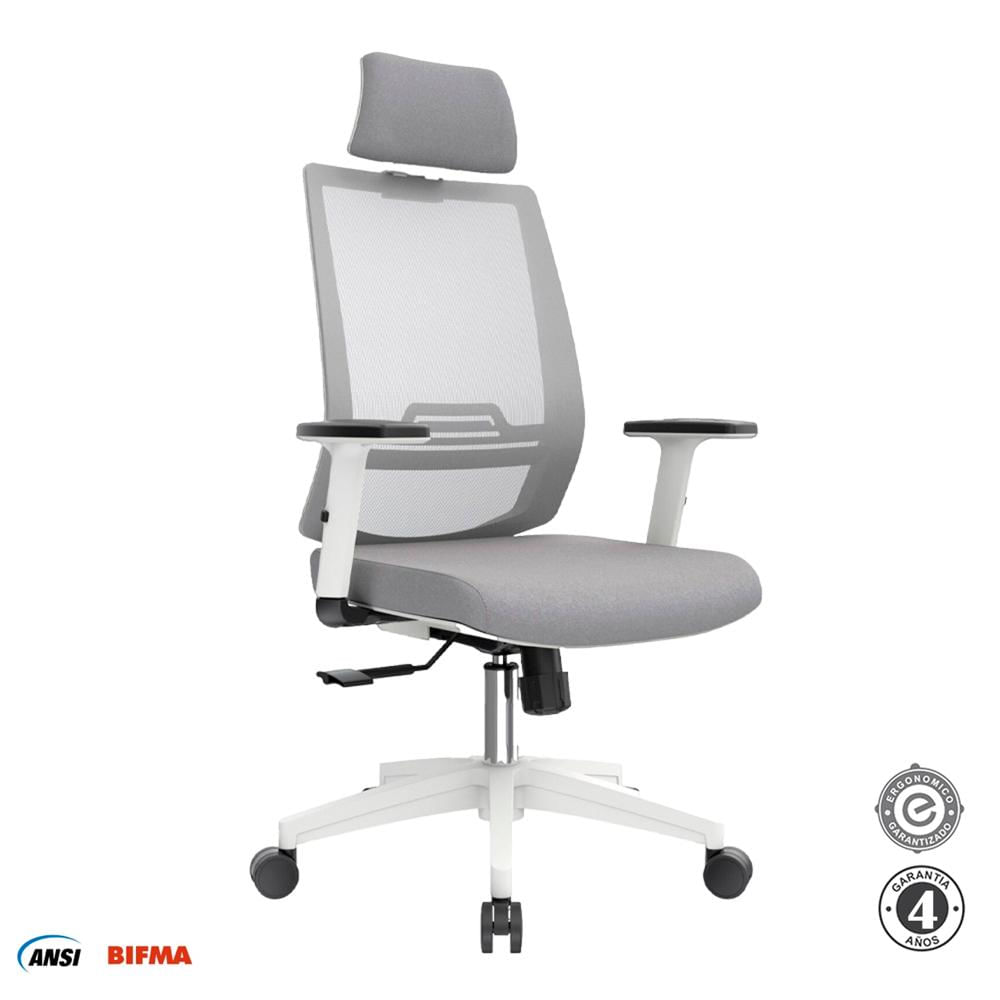 Silla Ergonómica Dubai Presidente Brazos 1D Nylon Gris Althea Confort