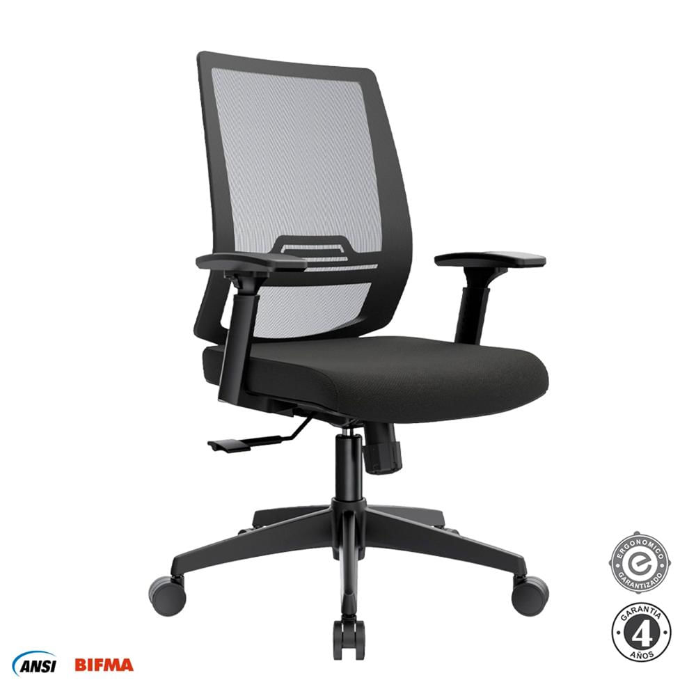 Silla Ergonómica Dubai Gerente Brazos 3D Nylon Negro Althea Confort