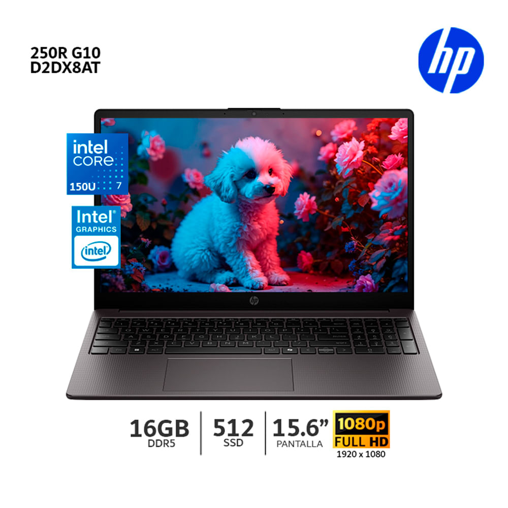 Laptop HP 250R Intel Core 7-150U Ran 16Gb DDR5 Ssd 512GB Pantalla 15.6 HD Led - D2DX8A