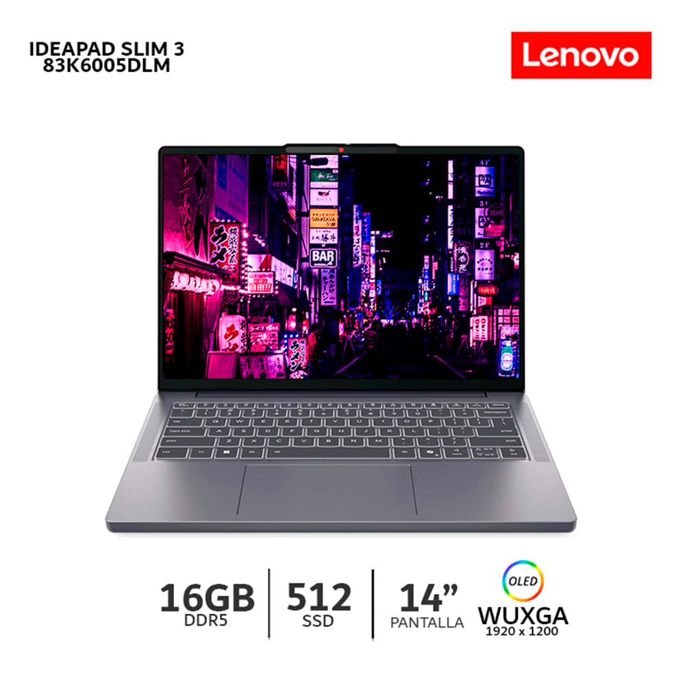Laptop Lenovo IdeaPad Slim3 14ARP10 AMDR7-7735HS 16Gb Ram 512Gb SSD Pantall 14 WUXGA -83K6005DLM