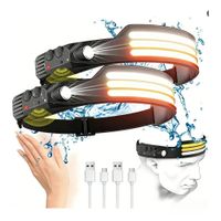 Linterna Frontal LED Recargable Con Sensor Movimiento USB C 230 Gran Angular Impermeable Pack 2