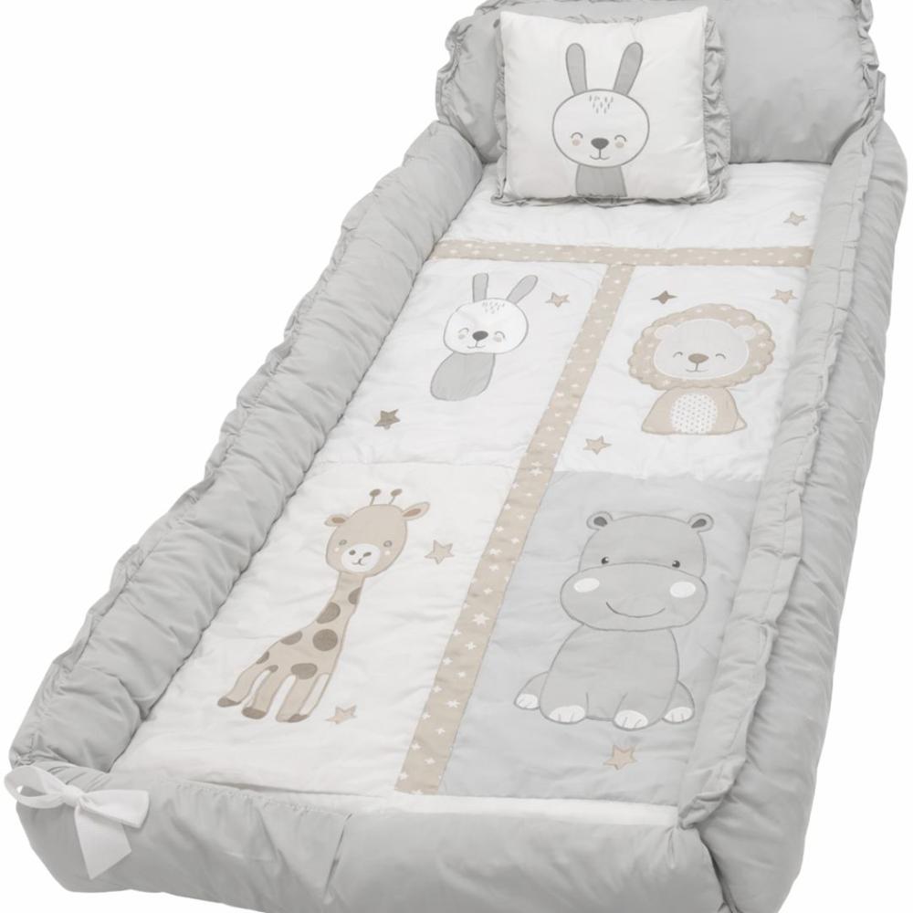 Set De Cuna Para Bebé Gris 5 Piezas Suave