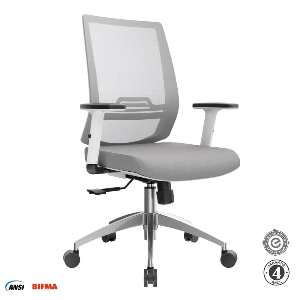 Silla Ergonómica Dubai Gerente Brazos 1D Aluminio Gris Althea Confort