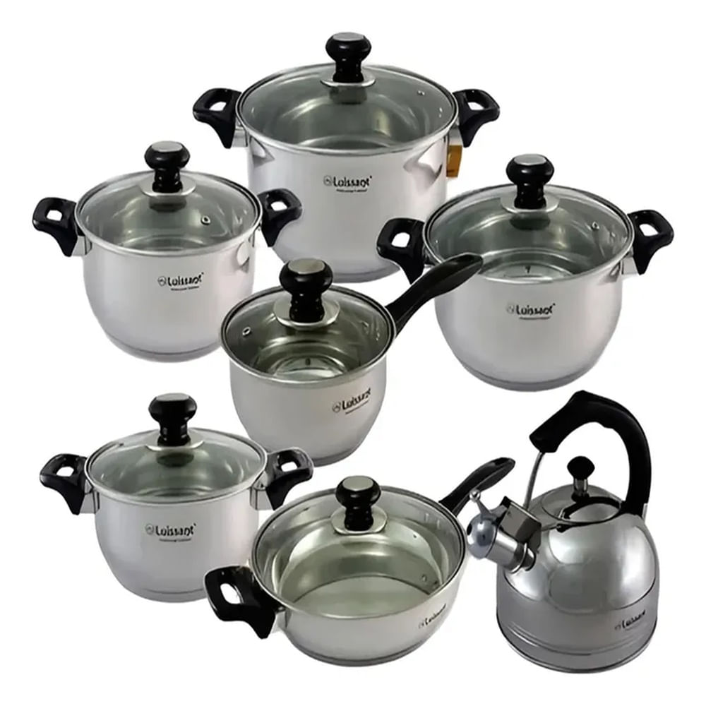 JUEGO DE OLLAS ACERO INOXIDABLE 14 Pzas LU-1405A-IN