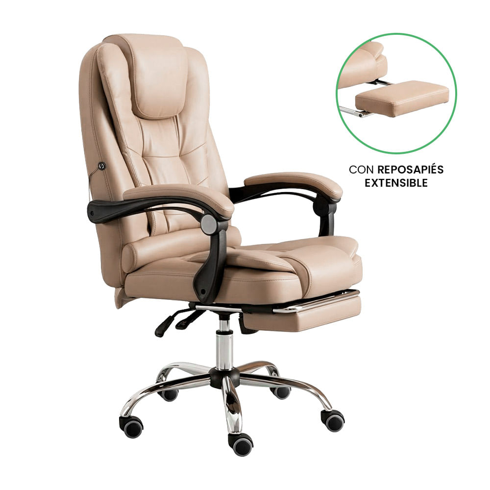 Silla Masajeadora Ergonómica Evox One C1-BR Beige con Reposapiés