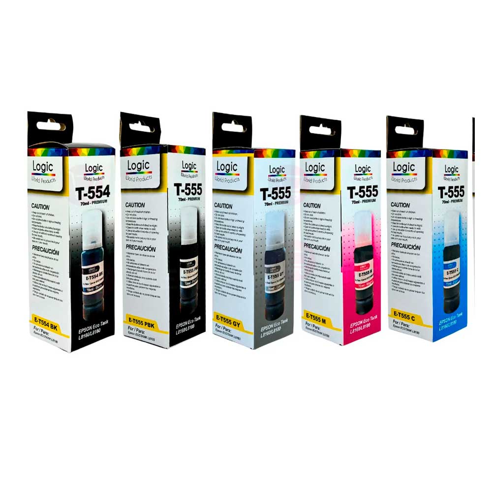 Pack Tinta Generico T555 y T554 los 6 Colores 70ML Compatible