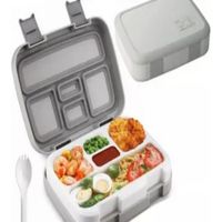 lonchera antiderrame bento con divisiones GRIS