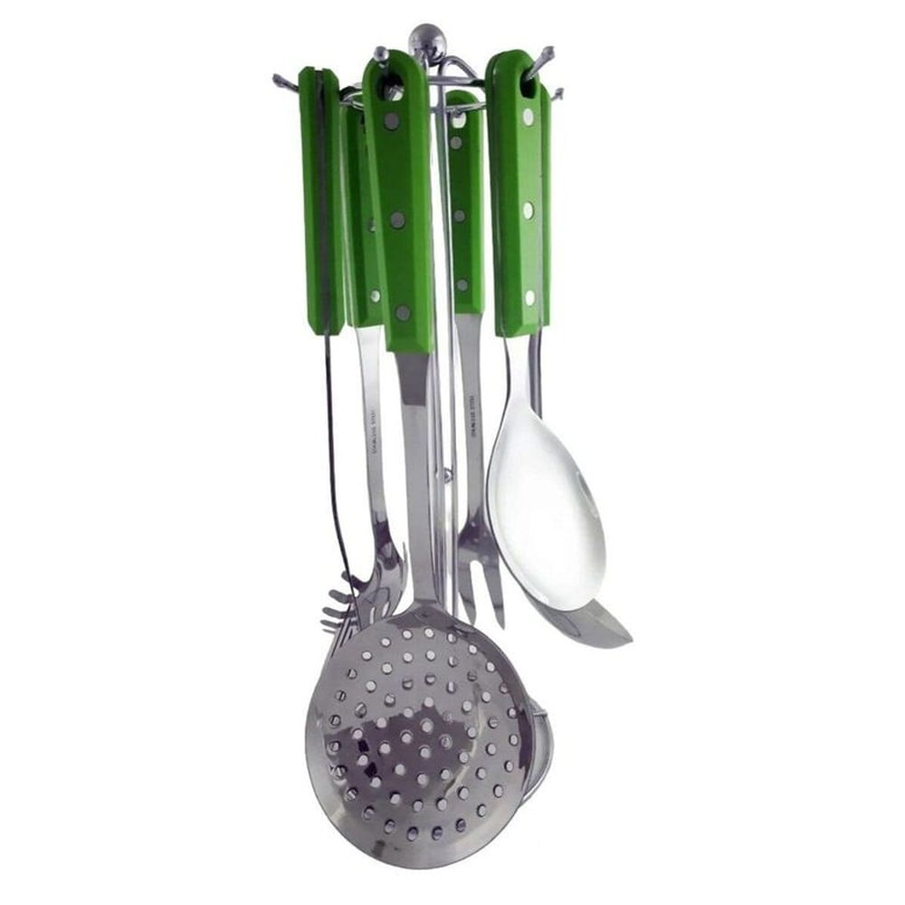 Juego De Utensilios 7 piezas Acero Inoxidable verde
