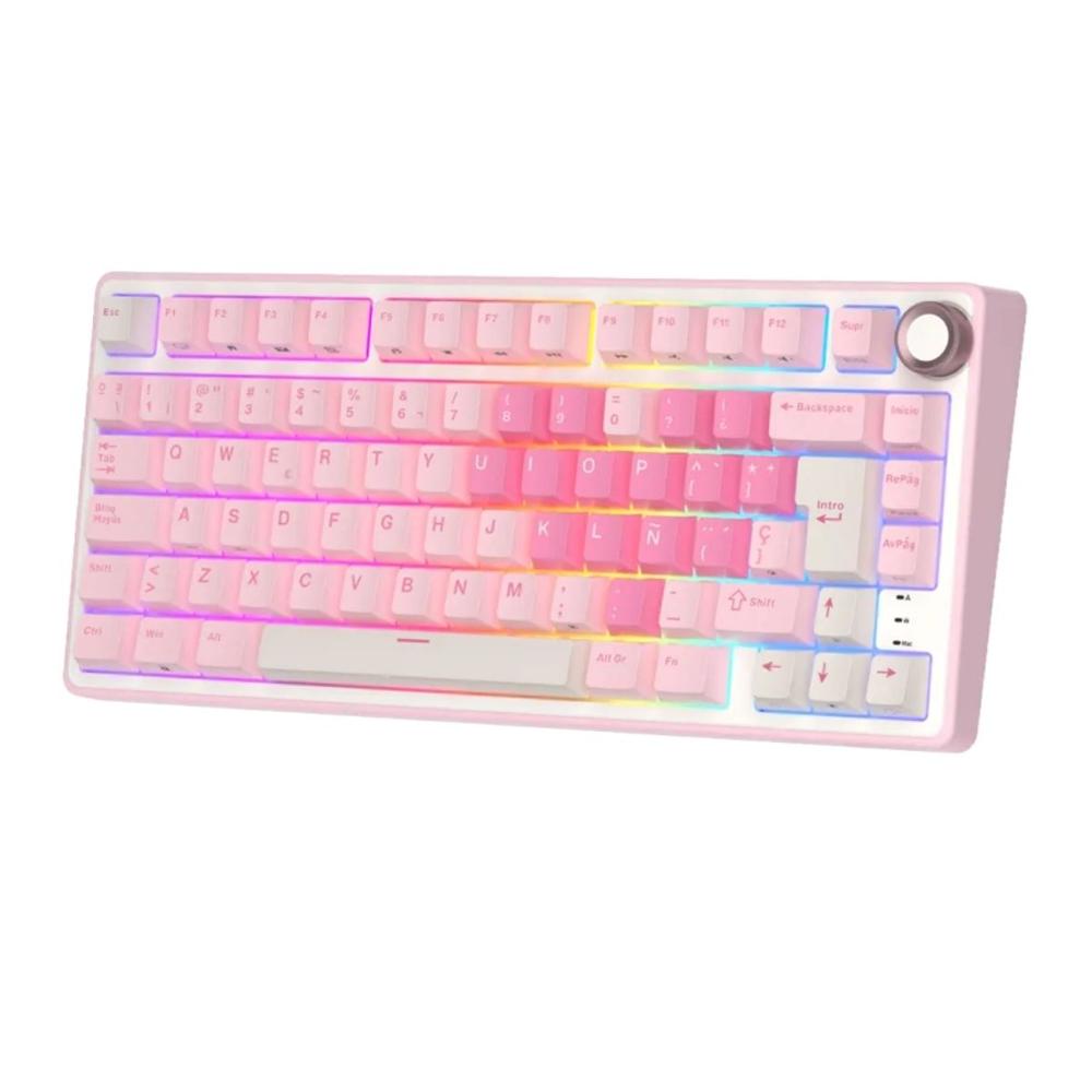 Teclado Royal Kludge R75 Wired 75% Pink Melody Switch Creamy