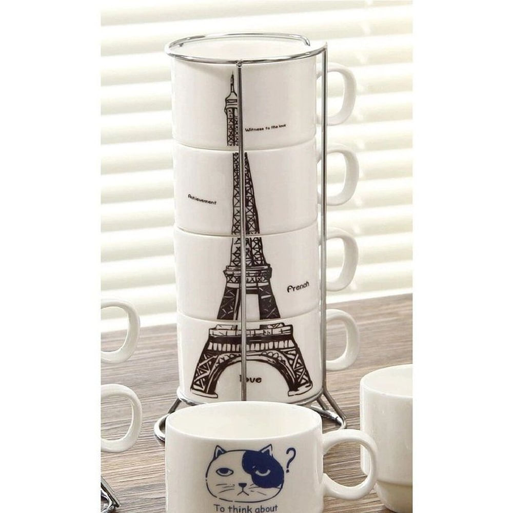 Set de tazas 4 pzas diseño torre eiffel