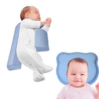 Cojín Anticaídas y Almohada Anti Cabeza Plana Bebé Celeste  Teraflex