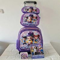 Set Mochila con Ruedas Kpop Las Guerreras K-pop Huntrix Cazadoras de demonios Lila Animado