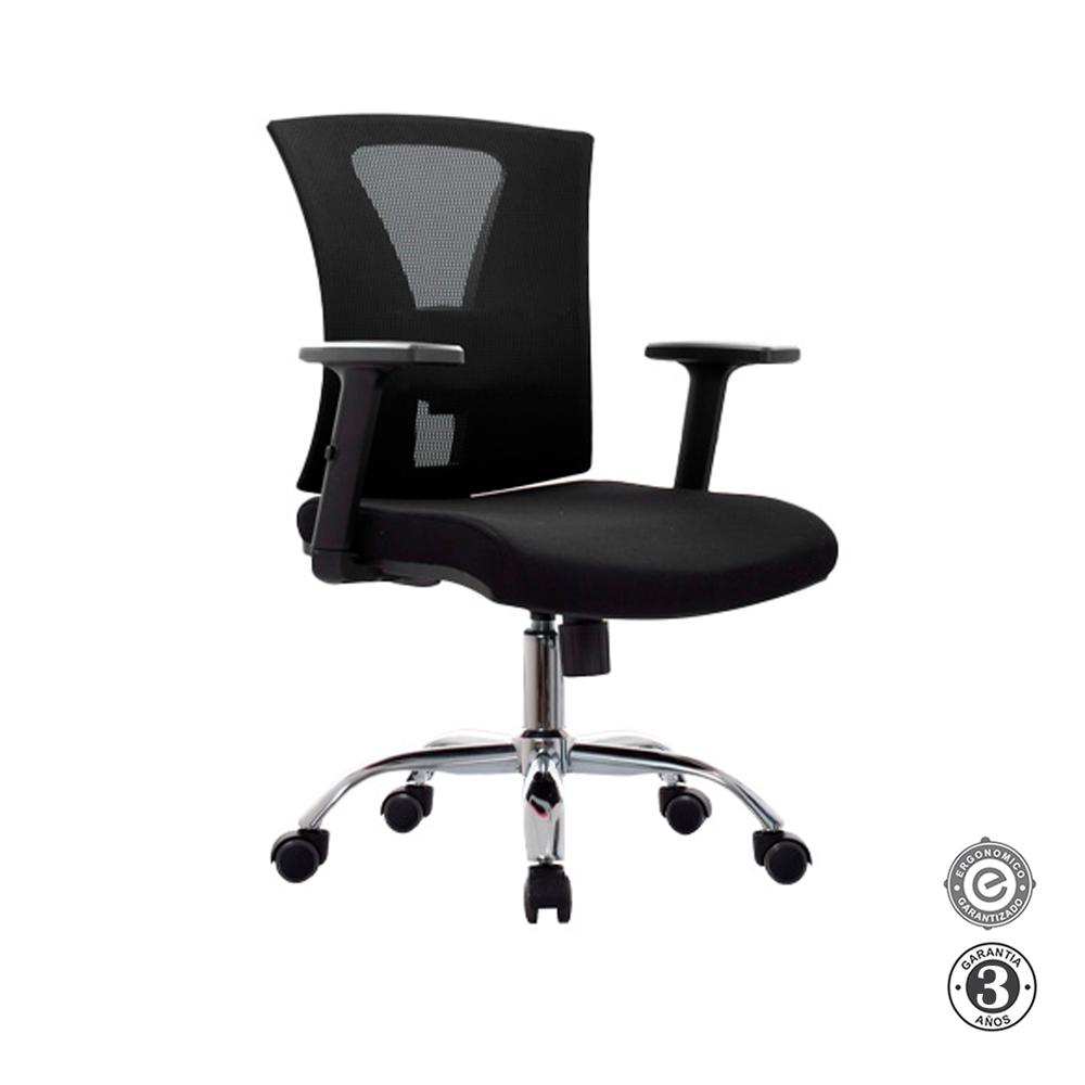 Silla Ergonómica Nix Gerente Brazos 1D Cromado Negro Althea Confort