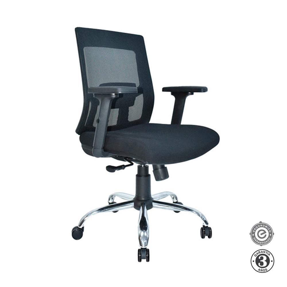 Silla Ergonómica Radius Basculante Brazos 3D Cromado Negro Althea Confort