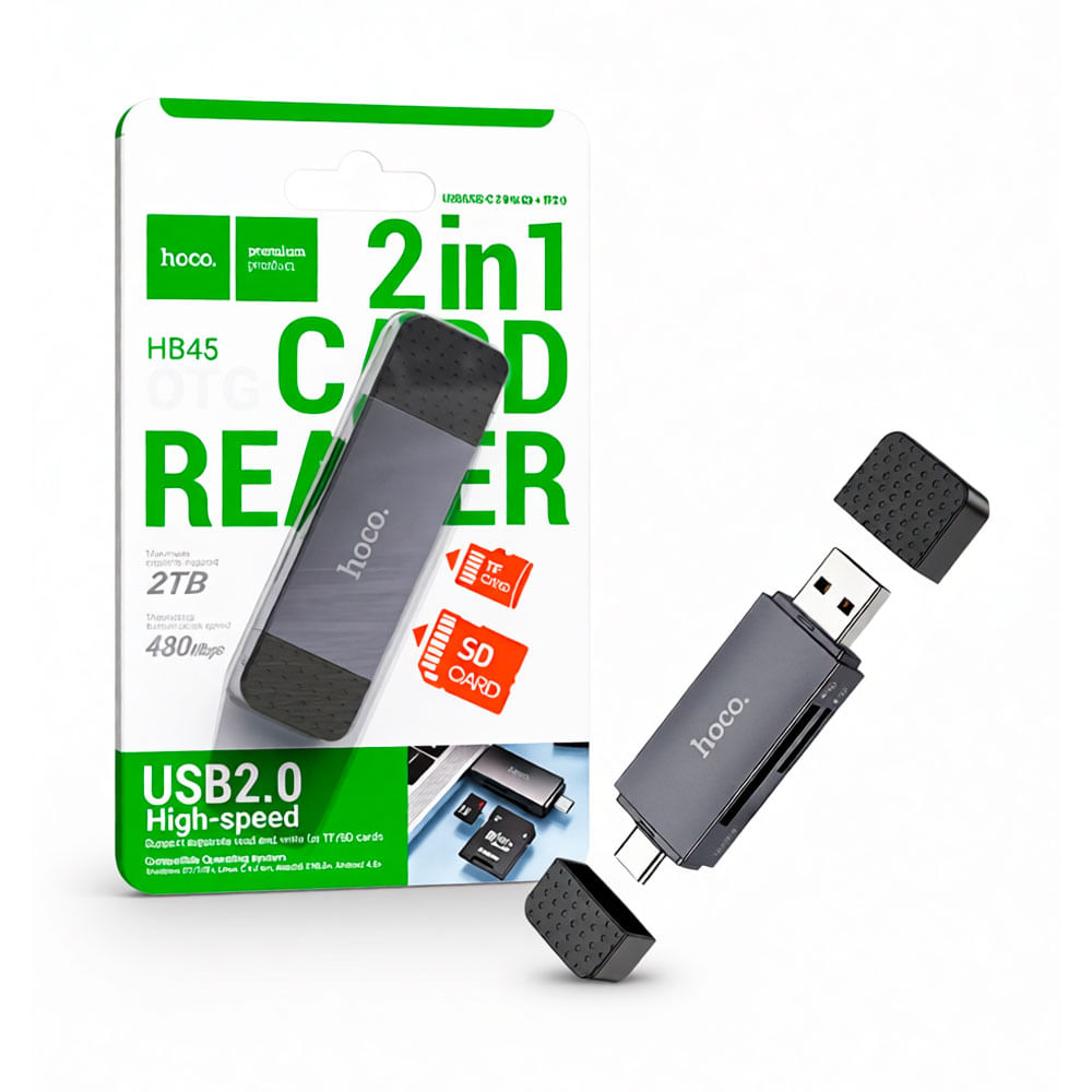 Lector De Memoria Hoco Hb45 2 En 1 Tipo C  Usb2 0 Up 2tb