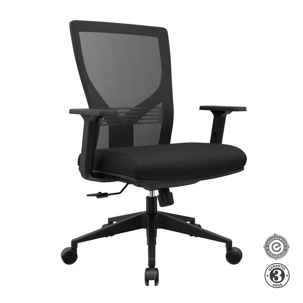 Silla Ergonómica Tom Gerente Nylon Negro 1D Althea Confort