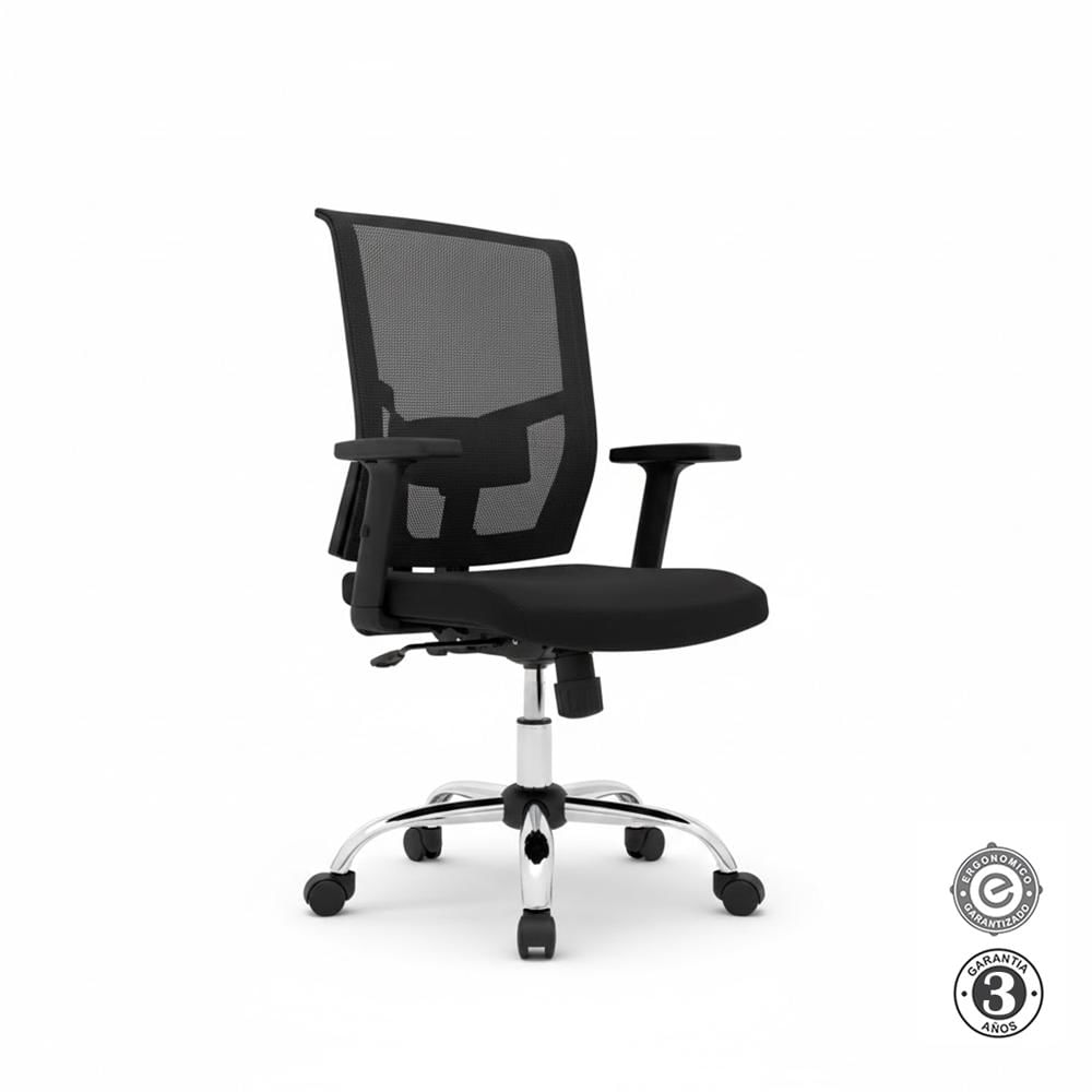 Silla Ergonómica Delphi I Gerente Cromado Negro Althea Confort