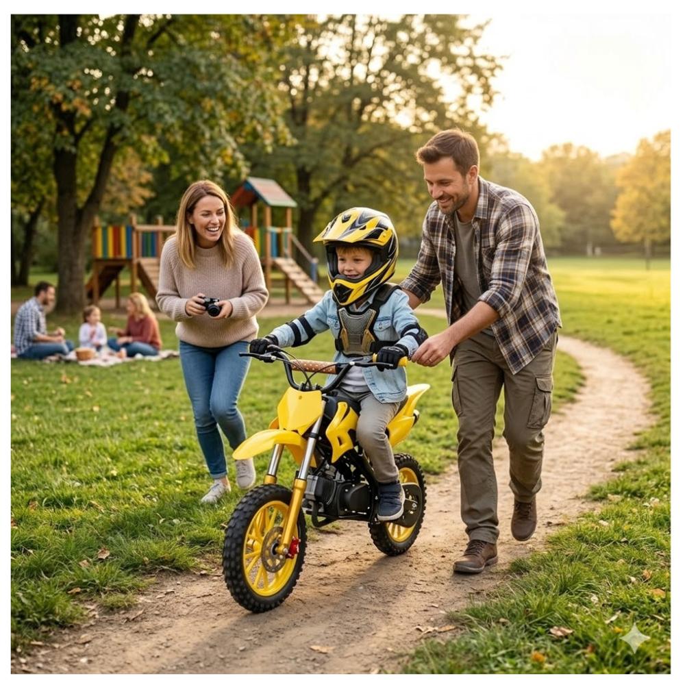 Mini Motocross 49cc para Niños y Niñas 2 Tiempos Juguete Vehículo Amarillo CST