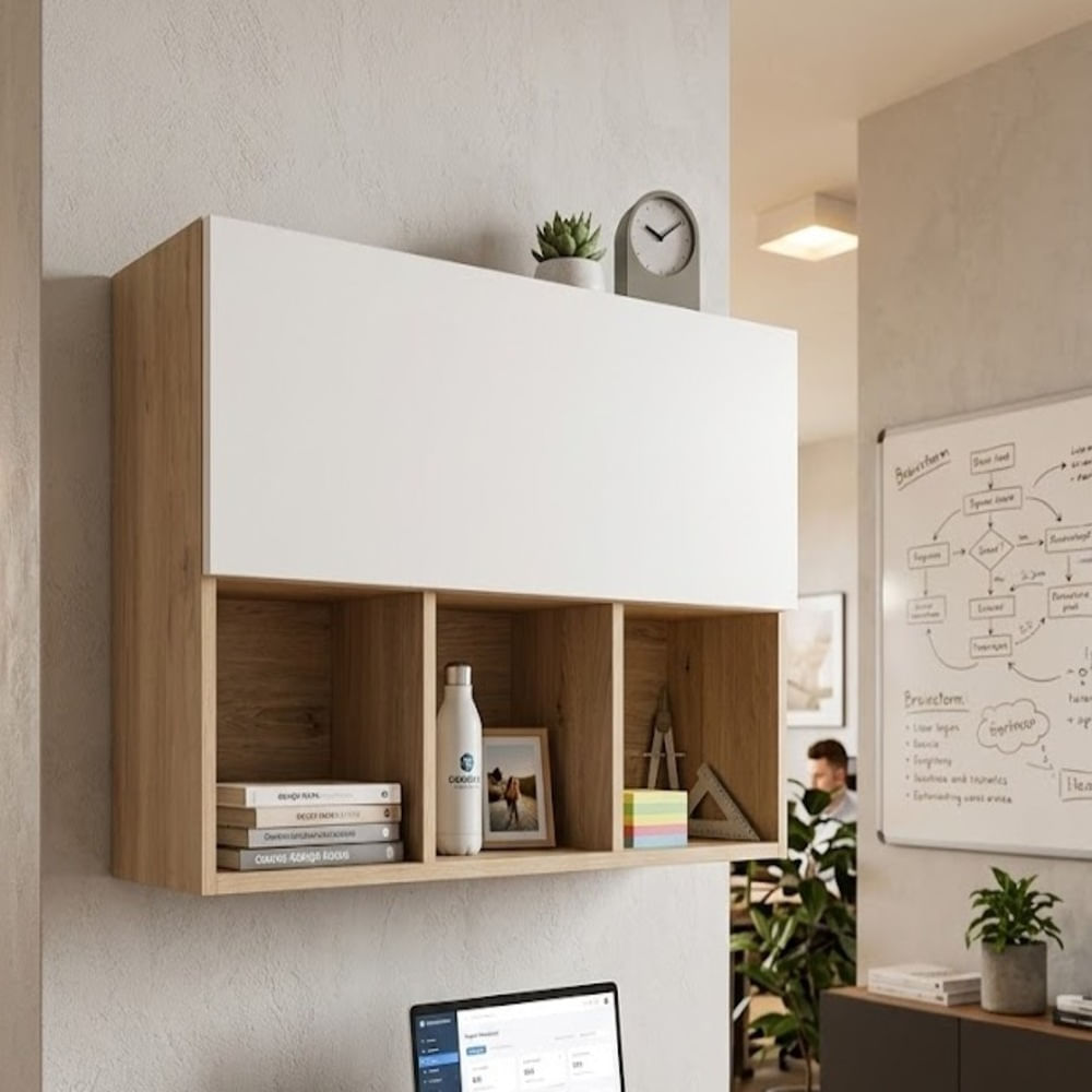 Librero flotante de melamina Roveré y Blanco