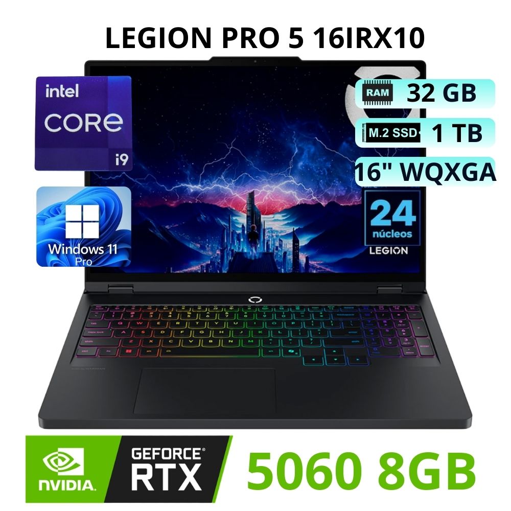 LAPTOP GAMER LENOVO LEGION PRO 5 16IRX10 INTEL CORE i9  RAM 32GB SSD 1TB 16 WQXGA -83NN0058LM