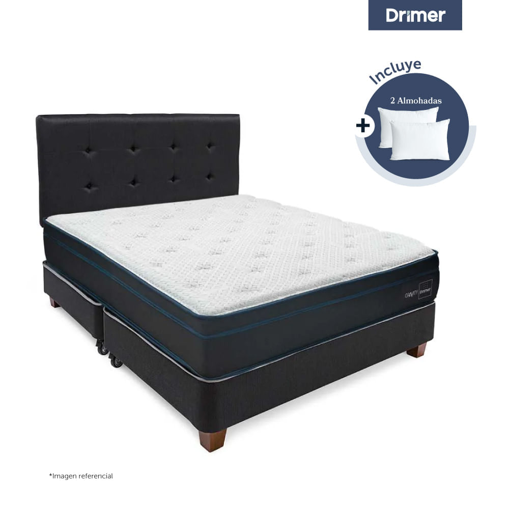 Dormitorio DRIMER Gravity Antiacaros Queen + 2 Almohadas Dormitorio DRIMER Gravity Antiacaros Queen + 2 Almohadas