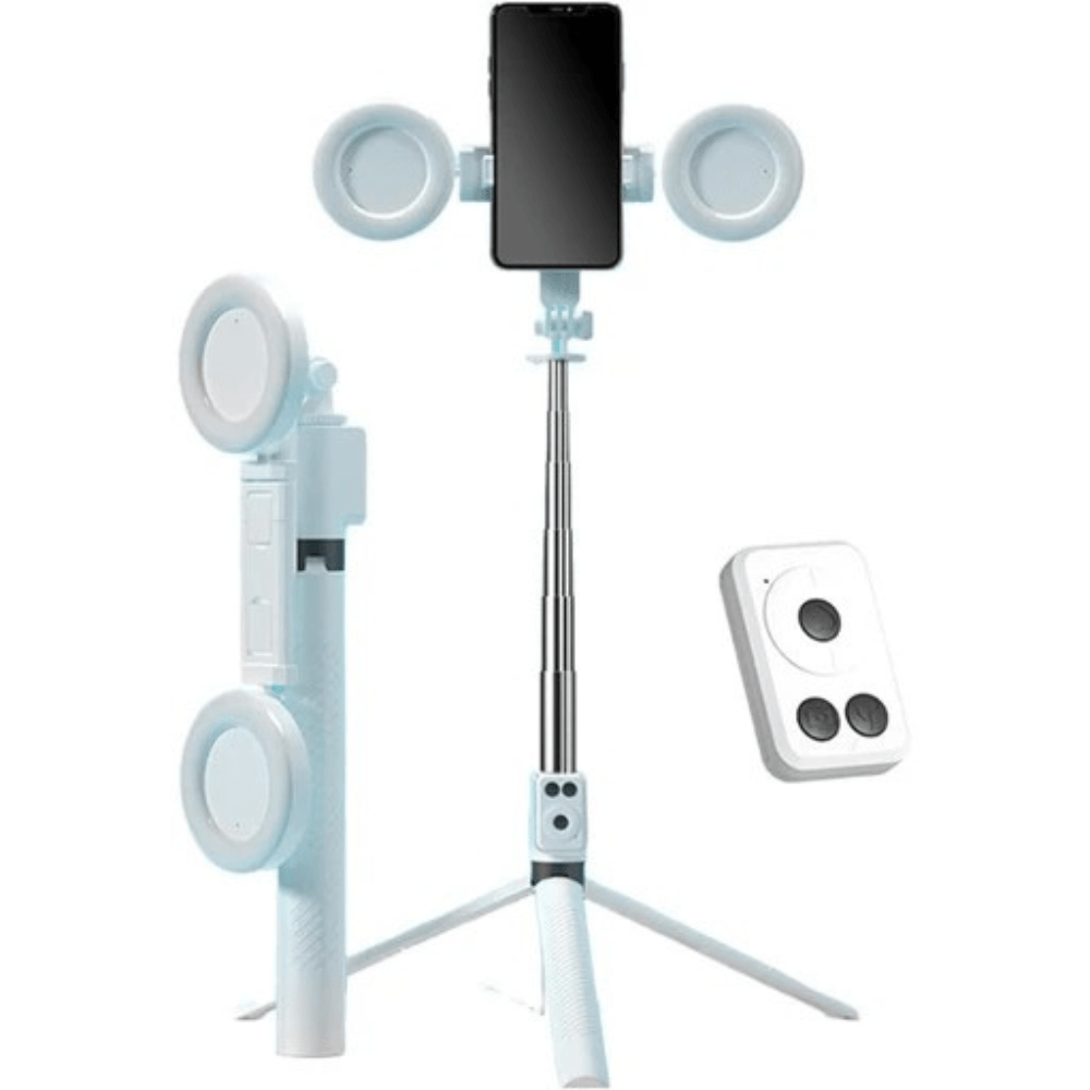 Selfie Stick Tripode con 2 aros de luz led