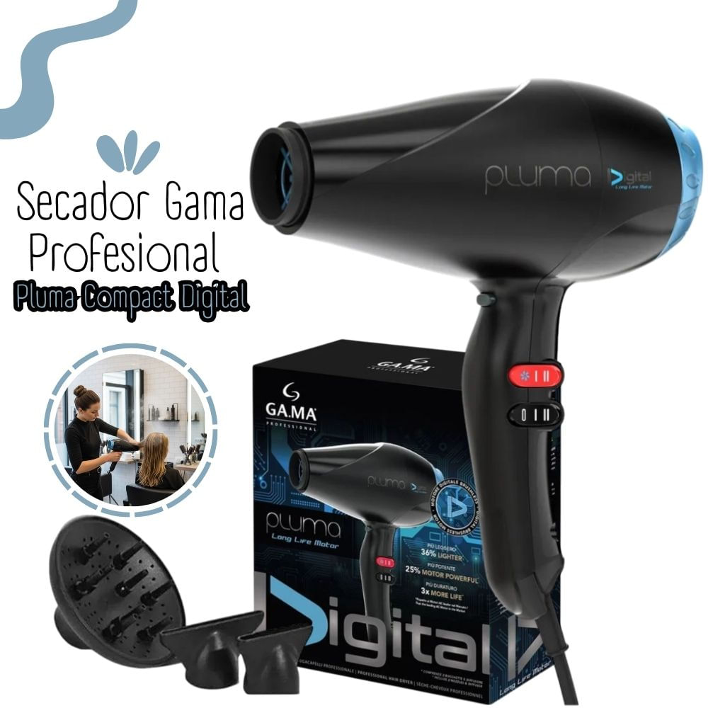 Secador de Cabello Gama Profesional Pluma Compact Digital 2400watts