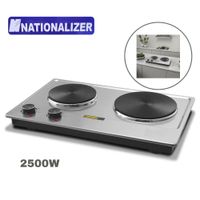 COCINA ELECTRICA DE ACERO INOXIDABLE 2 HORNILLAS NATIONALIZER