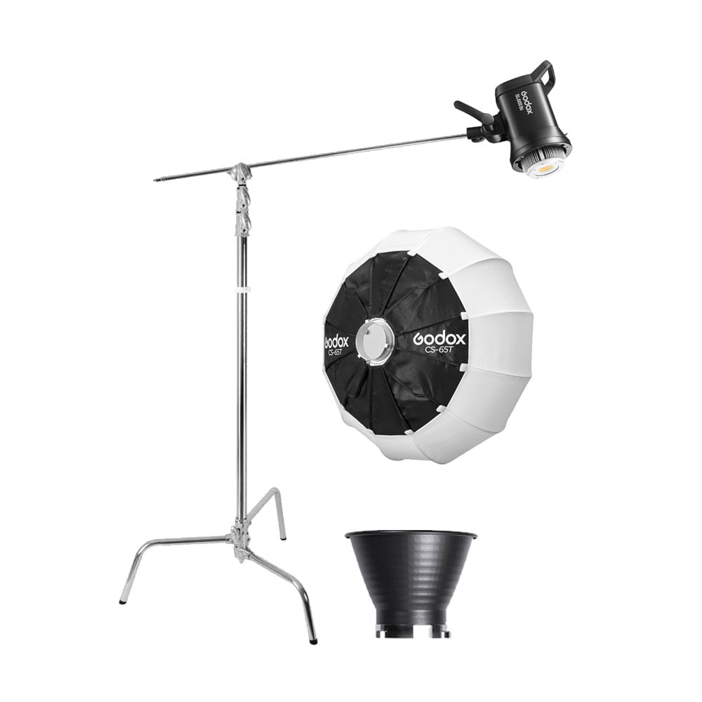 Luz Continua Godox SL60IIBI - Parante Cstand 270CS - Softbox Lantern CS-65T