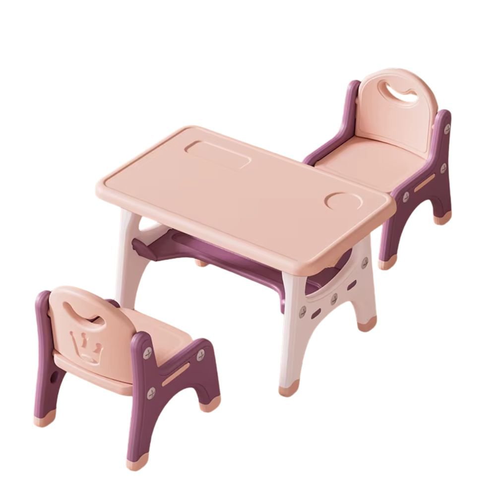 MESA ESCRITORIO  MX-008 ROSADO CON MORADO 2 SILLAS