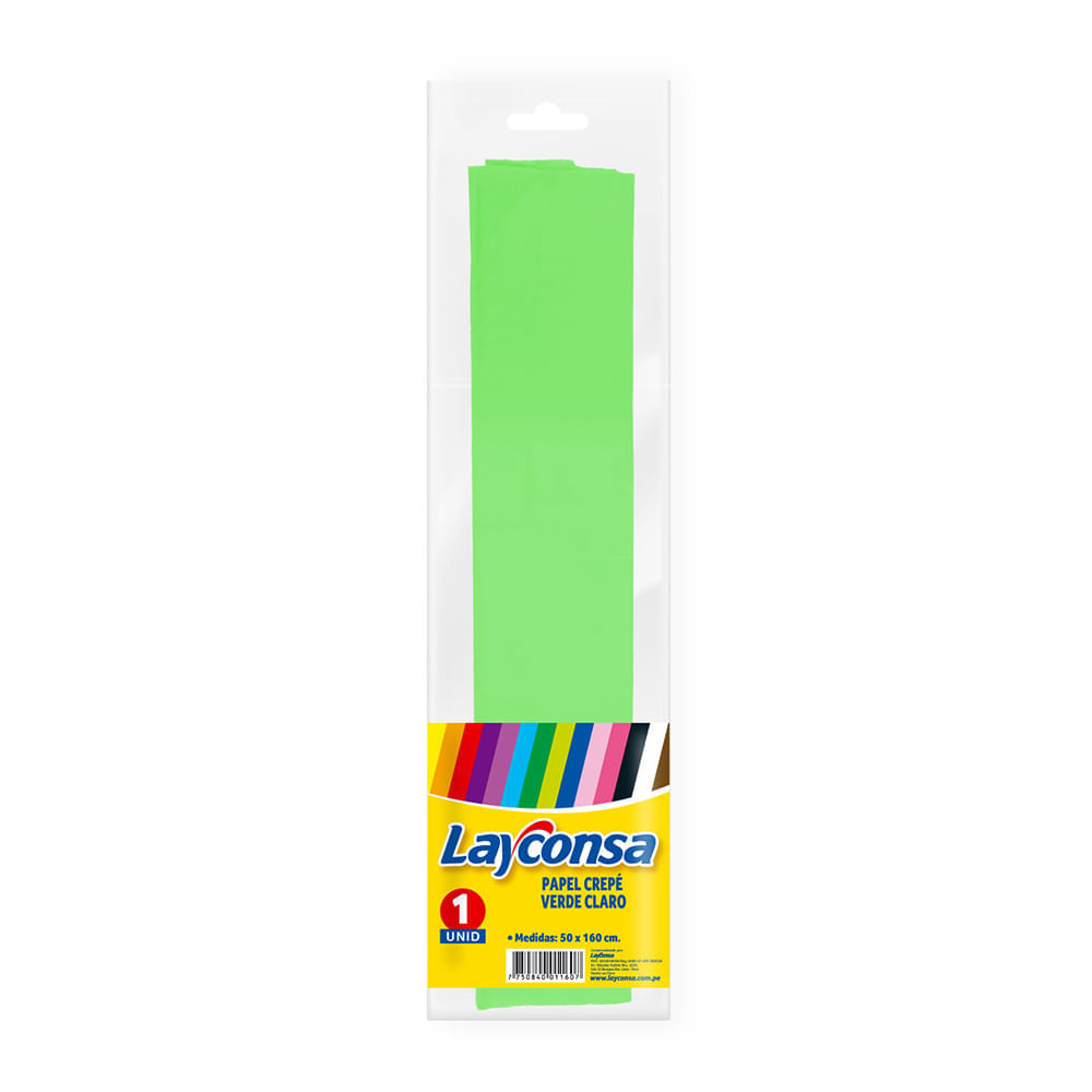 Papel Crepé LAYCONSA Verde Claro Bolsa 1un Papel Crepé LAYCONSA Verde Claro Bolsa 1un