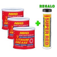 ABRO Grasa de Litio Roja 2 LG-920 Pack x 3 y Regalo Grasa Super Red LG-921