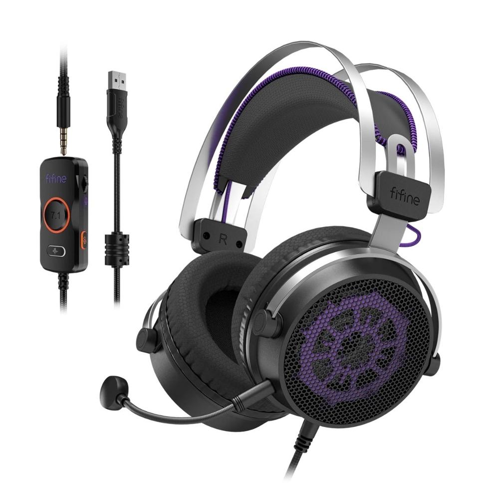 Audífono Fifine Ampligame H18V RGB Sonido Virtual 7.1 - Negro