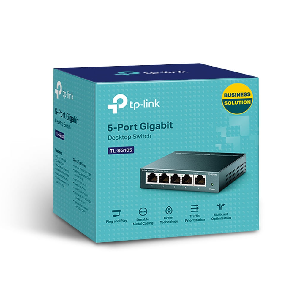 Switch GbE TP-LINK TL-SG105 de 5 puertos, metal, alto rendimiento y fácil instalación