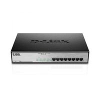 Switch D-Link DGS-1008MP, 8 puertos RJ-45 Gigabit PoE, ideal para redes rápidas y eficientes.