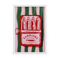 Cuadro Canva Sardines 40x60cm con marco Mdf Orange